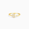 Gold Heart Ring, 925 Sterling Silver Adjustable Zircon Ring