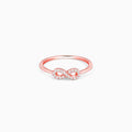 Rose Gold Infinity Ring, Zircon Sterling Silver Adjustable Band