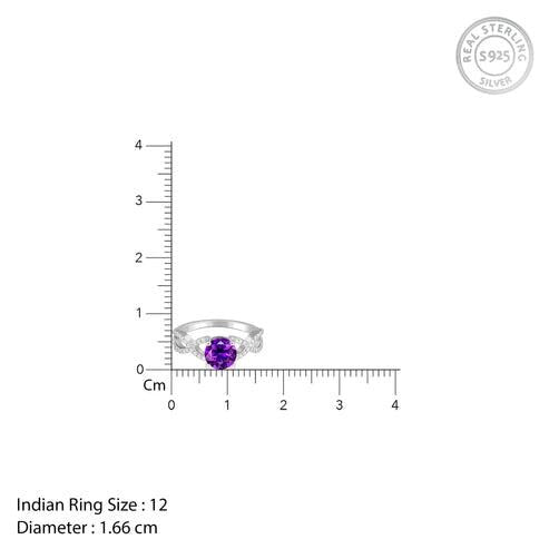 925 Sterling Silver Amethyst Wave Ring | Purple Stone Ring | Adjustable Silver Ring | February Birthstone Gift