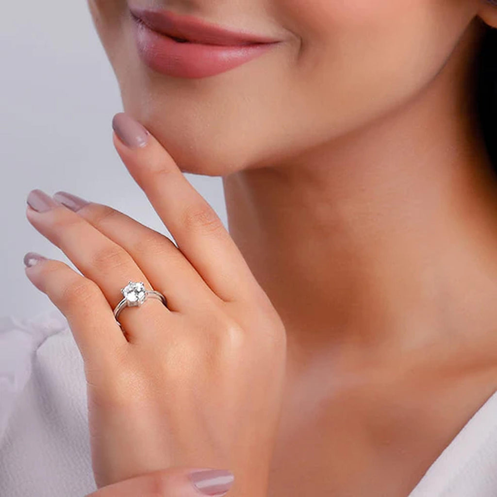 Adjustable CZ Diamond 925 Sterling Silver Solitaire Ring