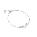 Sterling Silver Heart Antler Bracelet, Dainty Animal Lover Jewelry