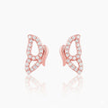 Rose Gold Butterfly Stud Earrings, Sterling Silver CZ, Dainty Nature Jewelry