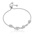 925 Sterling Silver Geometric Zircon Bracelet, Minimalist Dainty Chain Adjustable for Women