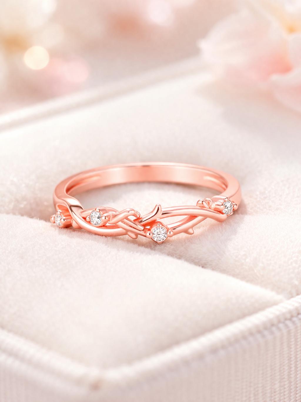 Rose Gold Wreath Ring, Sterling Silver Laurel Leaf Band, Nature Inspired, Olive Branch Ring