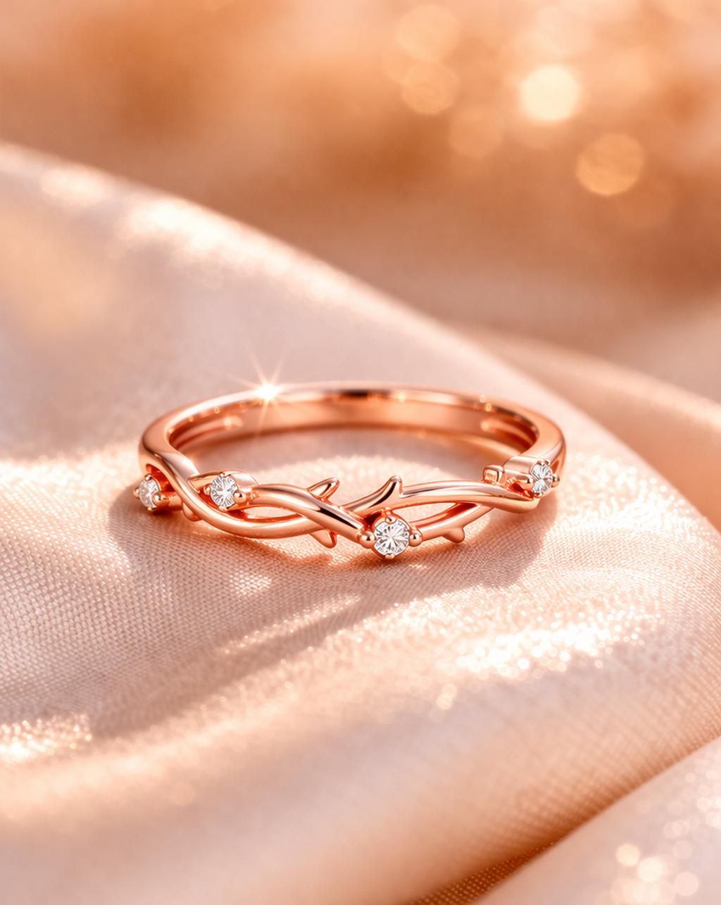 Rose Gold Wreath Ring, Sterling Silver Laurel Leaf Band, Nature Inspired, Olive Branch Ring