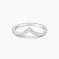 Sterling Silver V Shape Chevron Ring, Dainty Stacking CZ Band