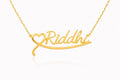 Custom Script Name Necklace with Heart, 925 Silver Plated Personalized Jewelry