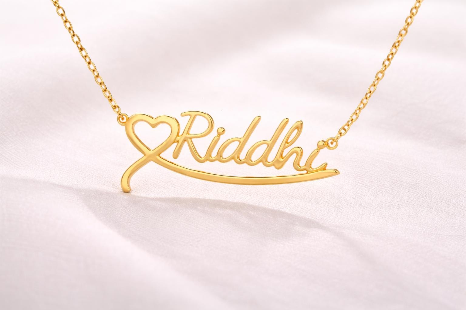 Custom Script Name Necklace with Heart, 925 Silver Plated Personalized Jewelry