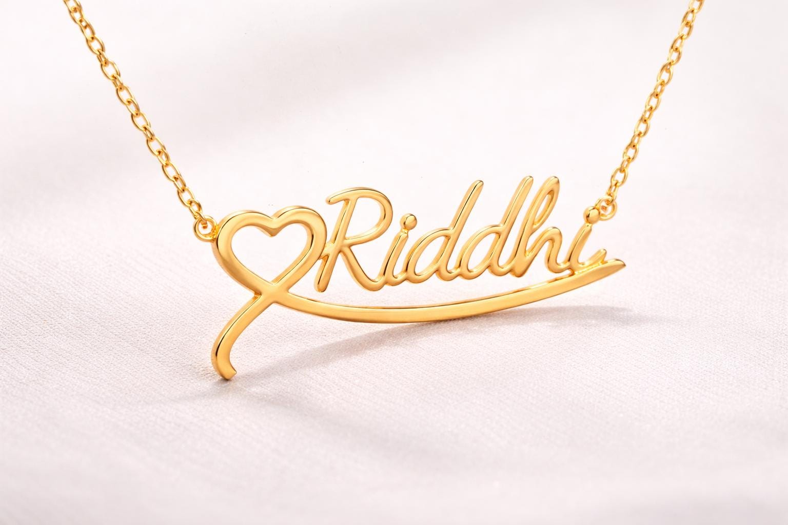 Custom Script Name Necklace with Heart, 925 Silver Plated Personalized Jewelry