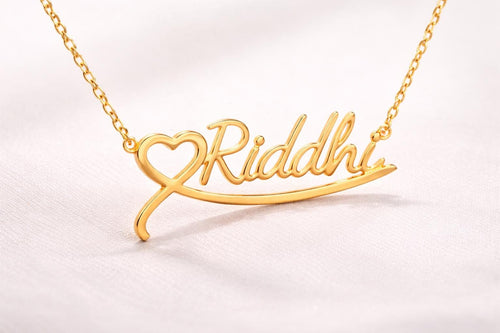 Custom Script Name Necklace with Heart, 925 Silver Plated Personalized Jewelry