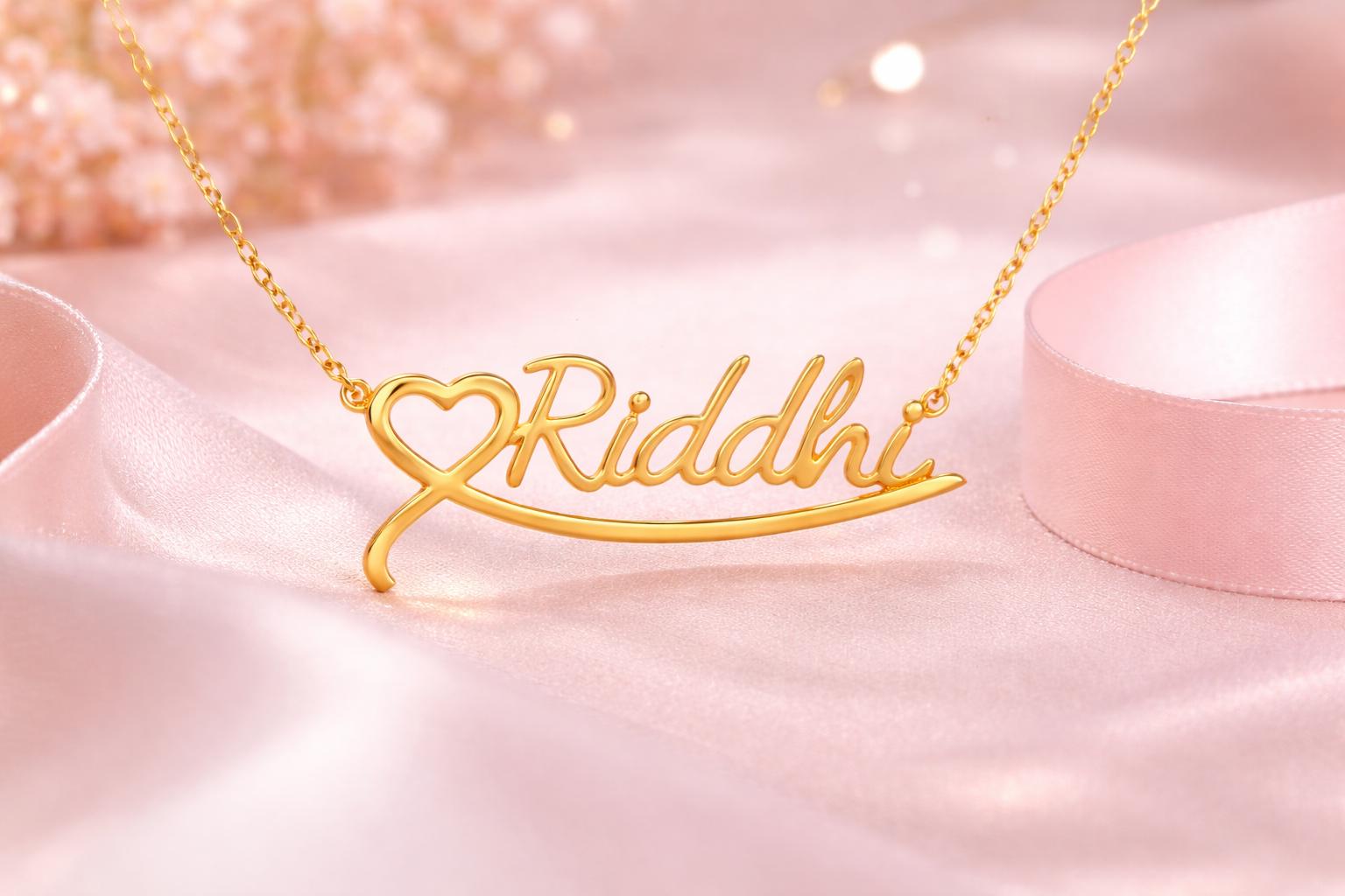 Custom Script Name Necklace with Heart, 925 Silver Plated Personalized Jewelry