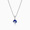 925 Sterling Silver Rhombus Prism Pendant Necklace, Blue Geometric Charm, Minimalist Jewelry