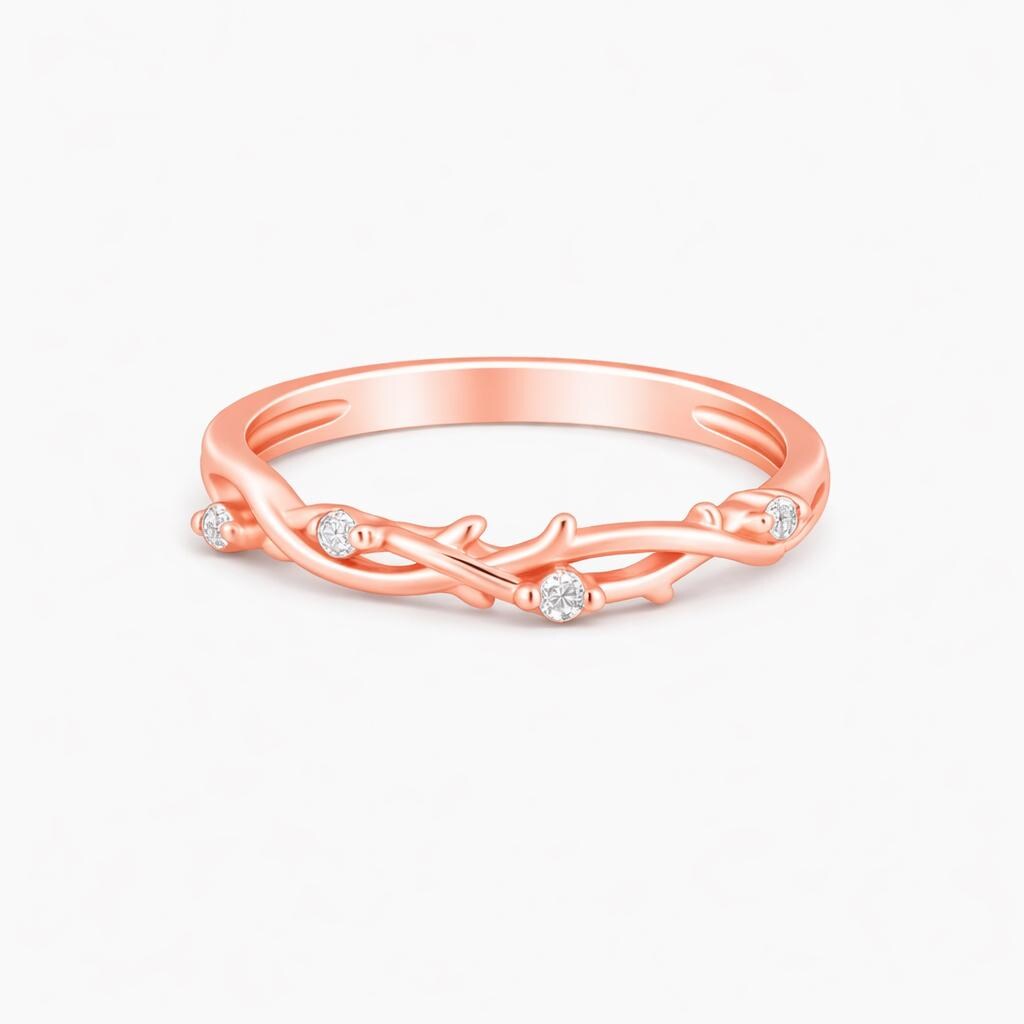 Rose Gold Wreath Ring, Sterling Silver Laurel Leaf Band, Nature Inspired, Olive Branch Ring