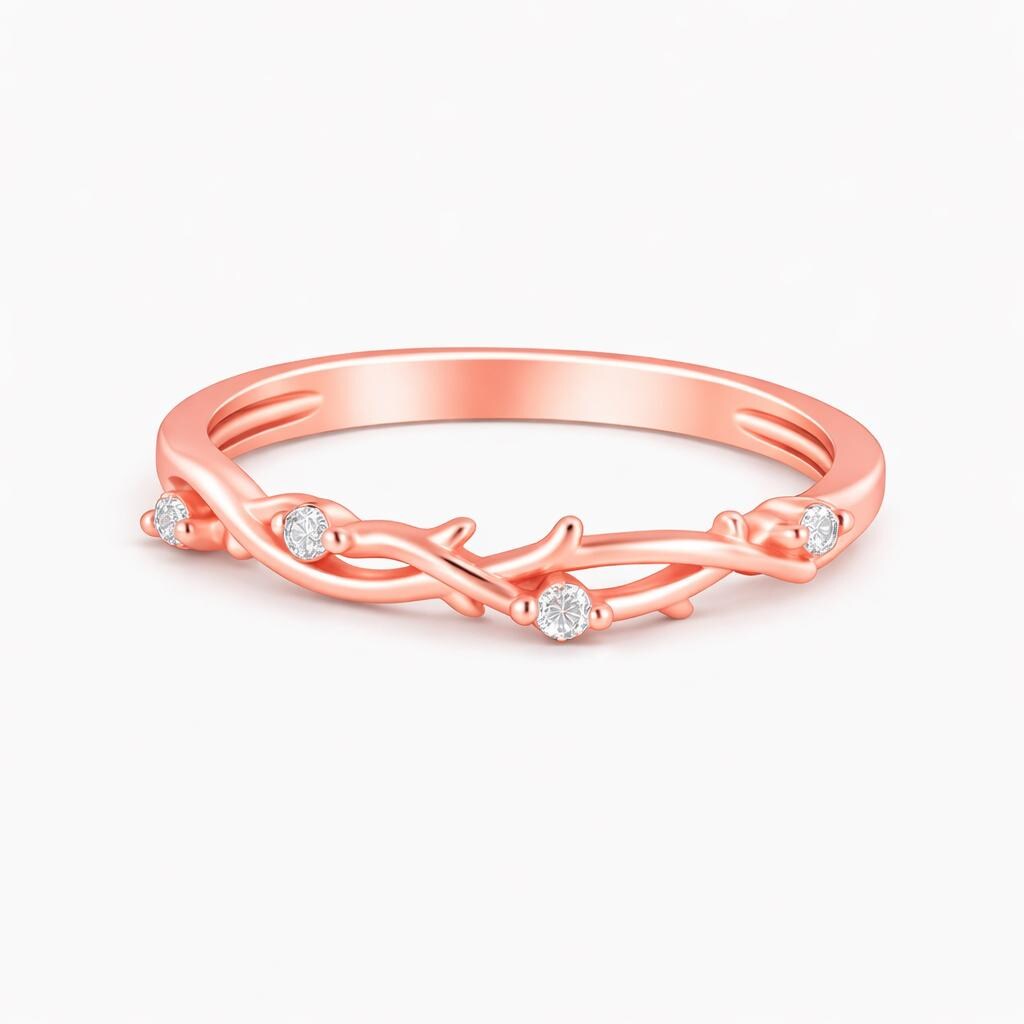 Rose Gold Wreath Ring, Sterling Silver Laurel Leaf Band, Nature Inspired, Olive Branch Ring