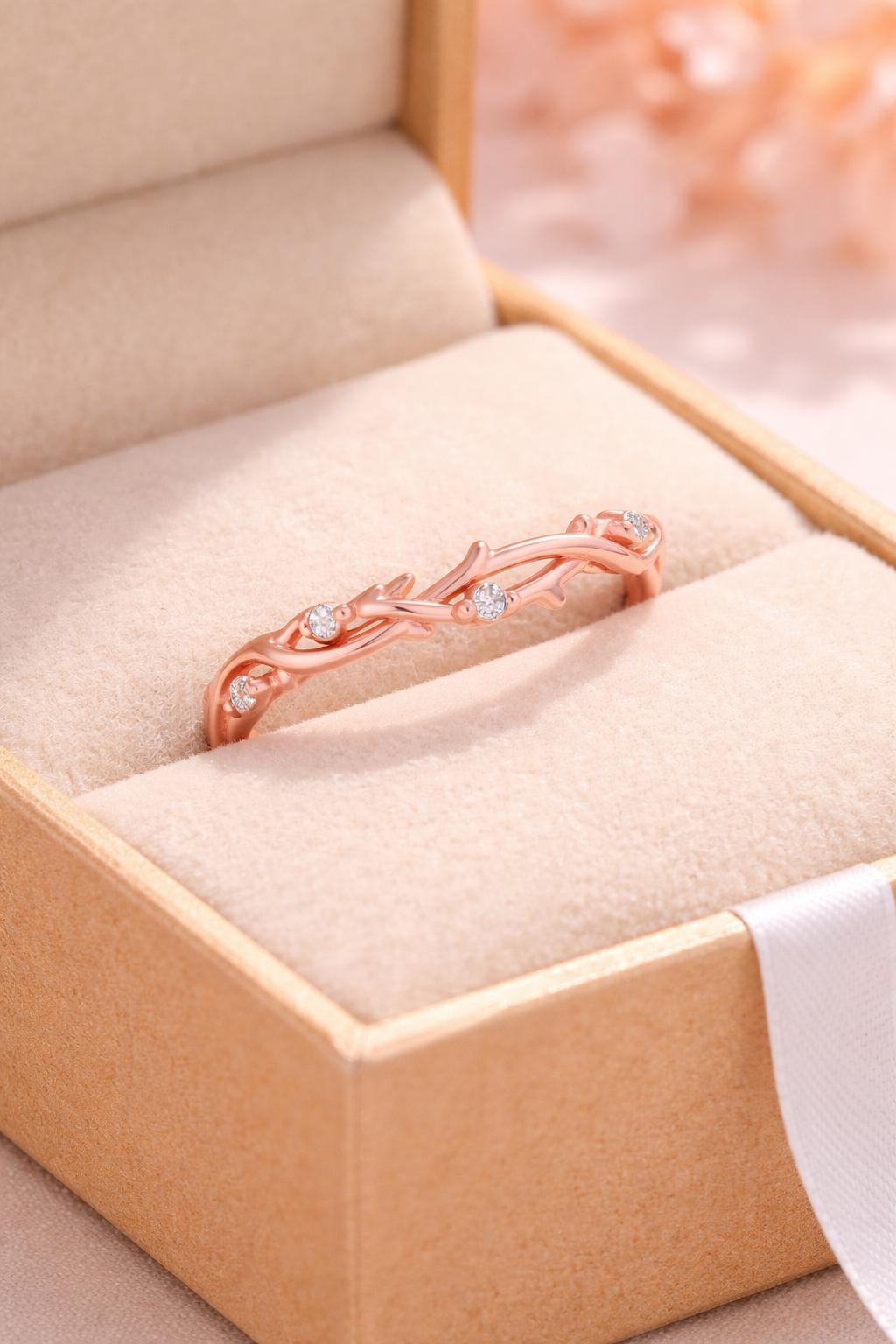 Rose Gold Wreath Ring, Sterling Silver Laurel Leaf Band, Nature Inspired, Olive Branch Ring