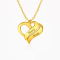 Personalized Duo Heart Necklace, Gold Plated Sterling Silver, Custom Name Pendant, Dainty Chain