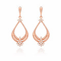 Rose Gold Teardrop Earrings, Sterling Silver CZ Dangle, Elegant Wedding Jewelry